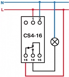 CS4-16 (0147) Spínač časový na DIN lištu, max. zátěž 3680 W, Elektrobock
