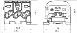 1002941 Svorkovnice rozbočovací HLAK 25//3 C L, 152A, 3pól., CU, IP20, šedá, na DIN, Eleman