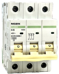 100505 Ex9BH 3P D25 Instalační jistič 10 kA,D,25A,3pól., Noark