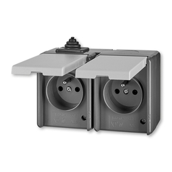 5518-2029 S Zásuvka dvojnásobná, IP 44, šedá, ABB Praktik