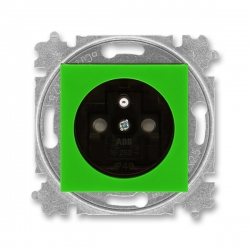 5519H-A02357 67 Zásuvka jednonásobná, s clonkami, zelená/kouřová černá, ABB Levit