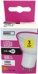 1525730410 ZQ8371 LED Žárovka Classic MR16, 8,4W, 806lm, GU10, 4000 K neutrální bílá, Emos