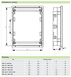 101518 PNF 12W Plastová rozvodnice, bílé dveře, pod omítku, IP40, 12 mod., Noark