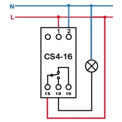 CS4-16 (0147) Spínač časový na DIN lištu, max. zátěž 3680 W, Elektrobock