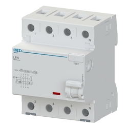 OEZ:42418 LFN-25-4-030AC Proudový chr. In 25 A, 230/400 V, Idn 30 mA, 4pól, Inc 10 kA, typ AC, OEZ