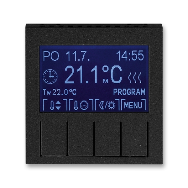 3292H-A10301 63 Termostat univerzální programovatelný, onyx/kouřová černá, ABB Levit