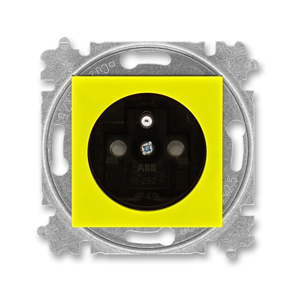 5519H-A02357 64 Zásuvka jednonásobná, s clonkami, žlutá/kouřová černá, ABB Levit