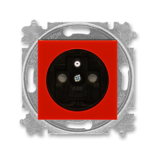 5519H-A02357 65 Zásuvka jednonásobná, s clonkami, červená/kouřová černá, ABB Levit