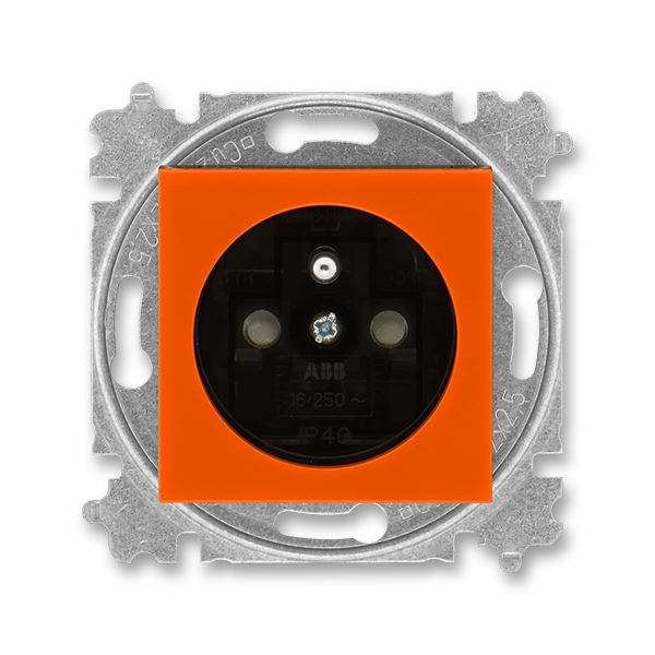 5519H-A02357 66 Zásuvka jednonásobná, s clonkami, oranžová/kouřová černá, ABB Levit