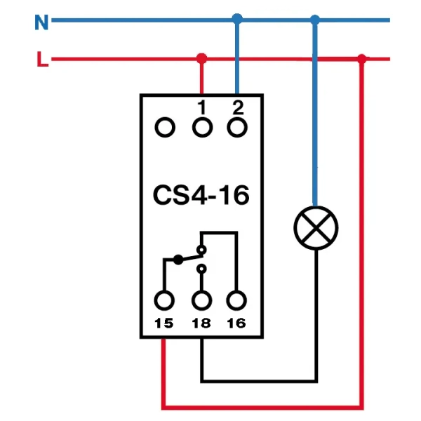 CS4-16 (0147) Spínač časový na DIN lištu, max. zátěž 3680 W, Elektrobock