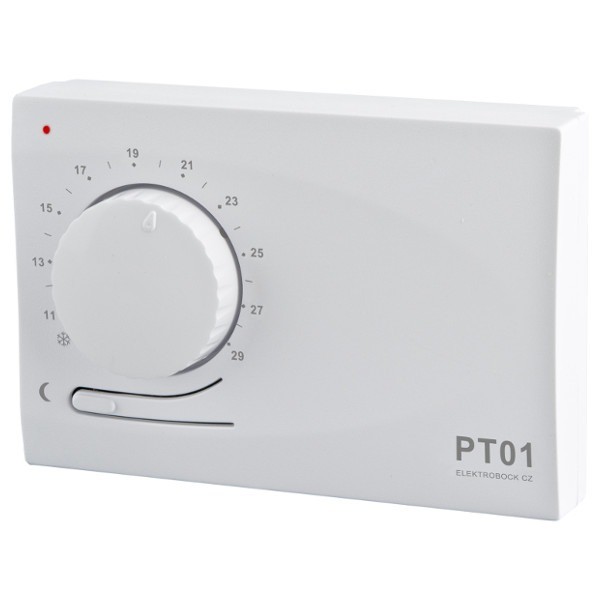 PT01 (0632) Termostat manuální s automatickým nočním útlumem, Elektrobock