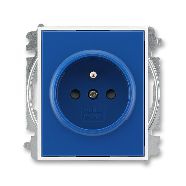 5519E-A02357 14 Zásuvka jednonásobná, s ochranným kolíkem, s clonkami, modrá/bílá, ABB, Element